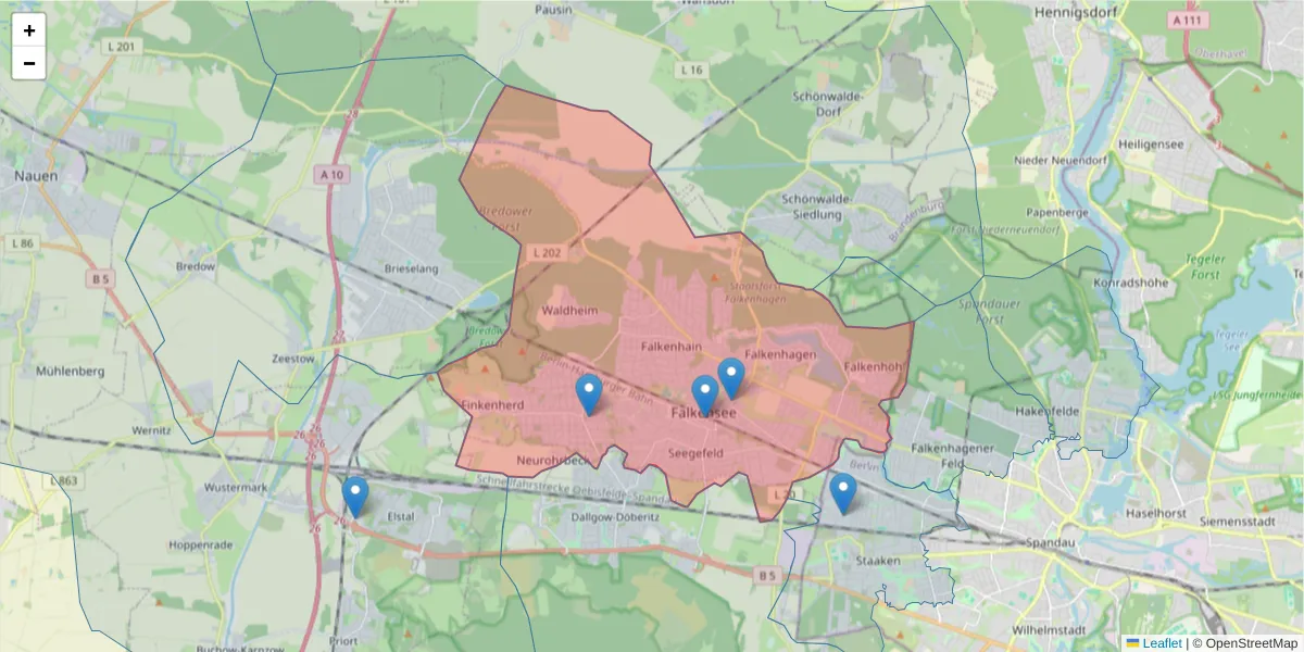 Karte des Postleitzahlen Bereichs  und der umliegenden Postleitzahlen in Deutschland
