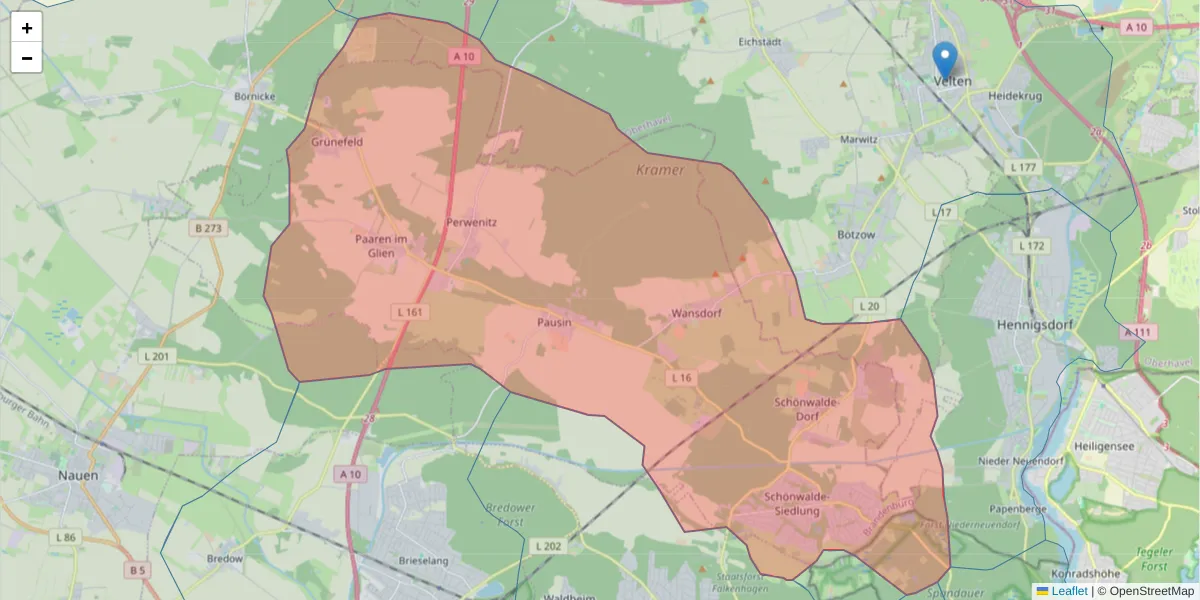 Karte des Postleitzahlen Bereichs  und der umliegenden Postleitzahlen in Deutschland