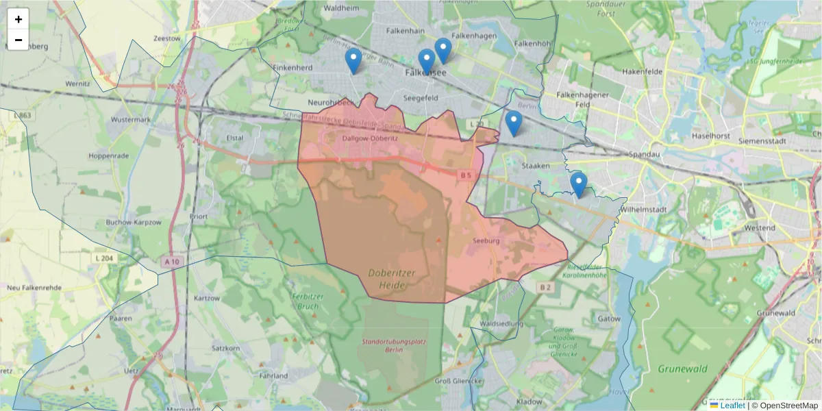 Karte des Postleitzahlen Bereichs  und der umliegenden Postleitzahlen in Deutschland