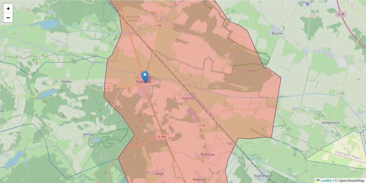 Karte des Postleitzahlen Bereichs  und der umliegenden Postleitzahlen in Deutschland