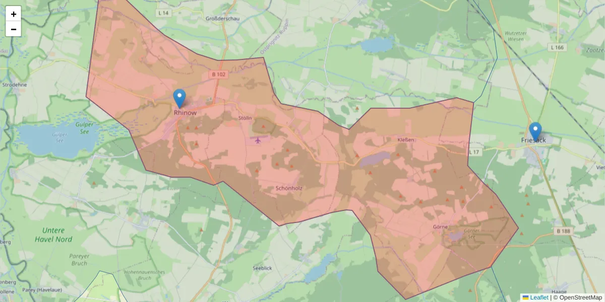 Karte des Postleitzahlen Bereichs  und der umliegenden Postleitzahlen in Deutschland