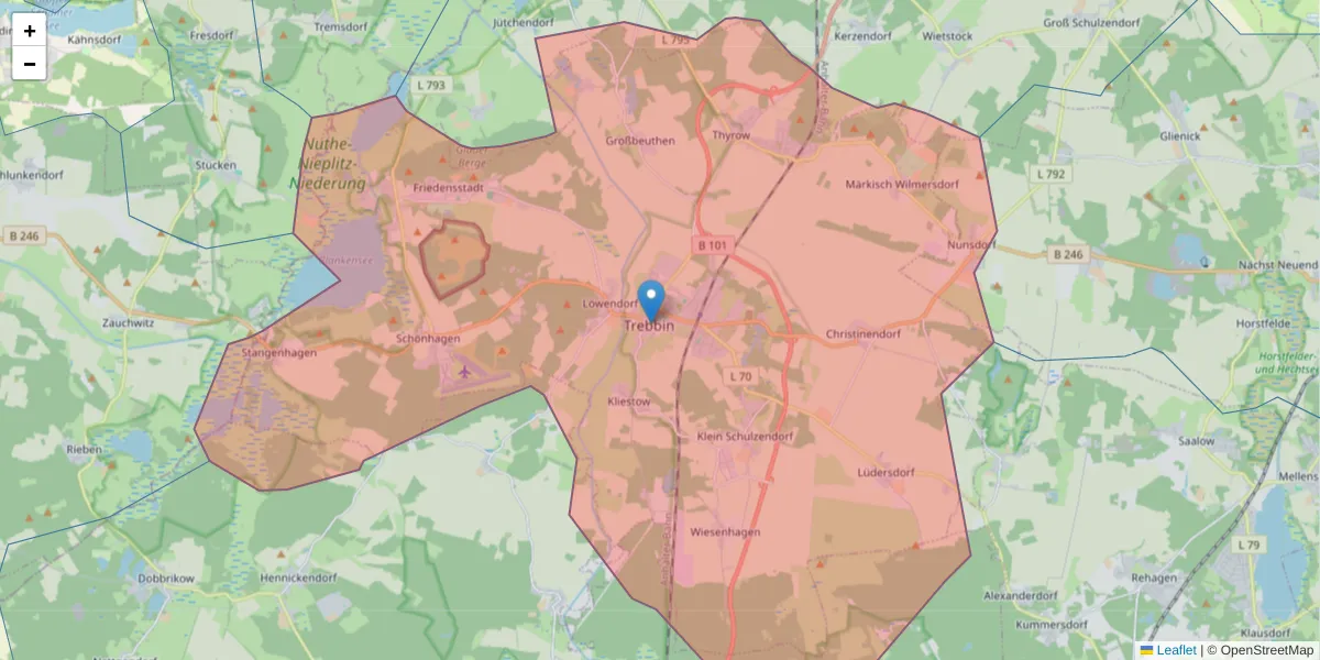 Karte des Postleitzahlen Bereichs  und der umliegenden Postleitzahlen in Deutschland