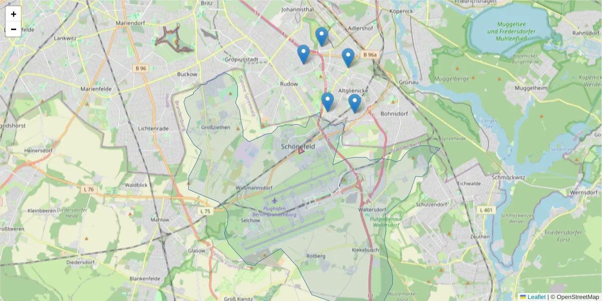Karte des Postleitzahlen Bereichs  und der umliegenden Postleitzahlen in Deutschland