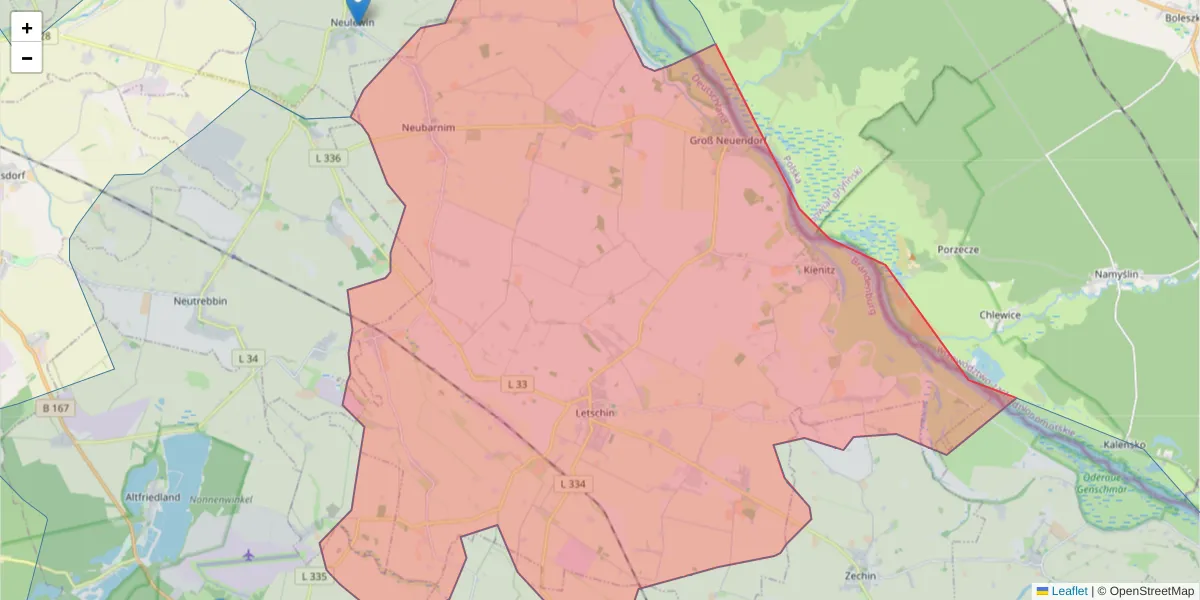 Karte des Postleitzahlen Bereichs  und der umliegenden Postleitzahlen in Deutschland