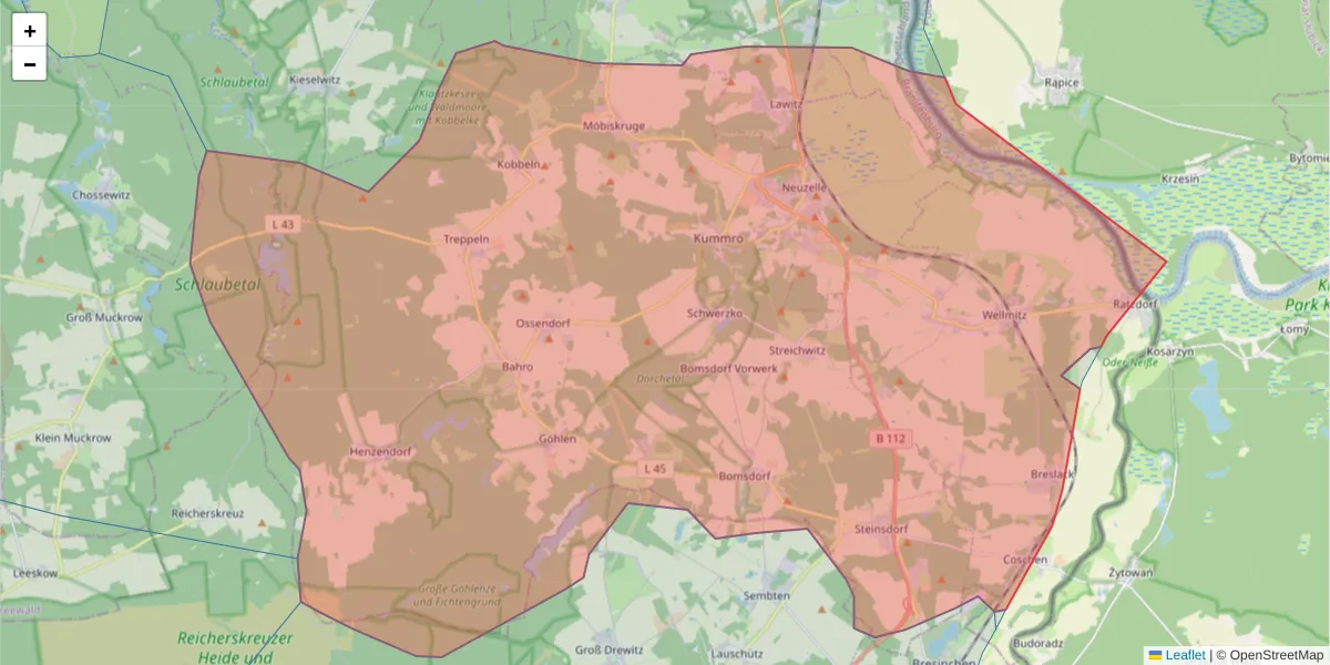 Karte des Postleitzahlen Bereichs  und der umliegenden Postleitzahlen in Deutschland