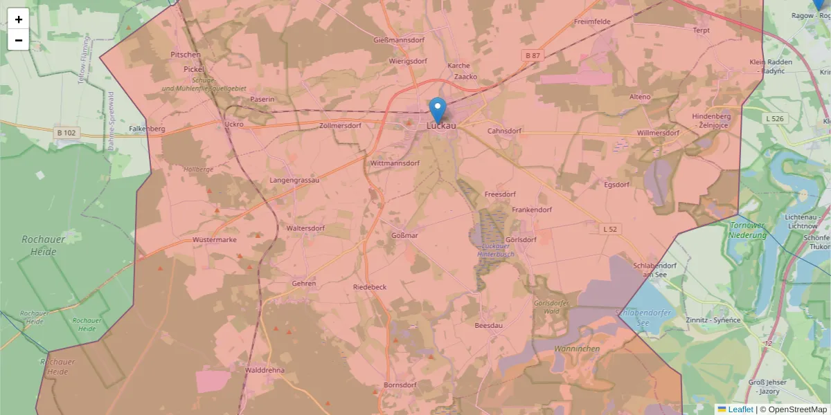 Karte des Postleitzahlen Bereichs  und der umliegenden Postleitzahlen in Deutschland