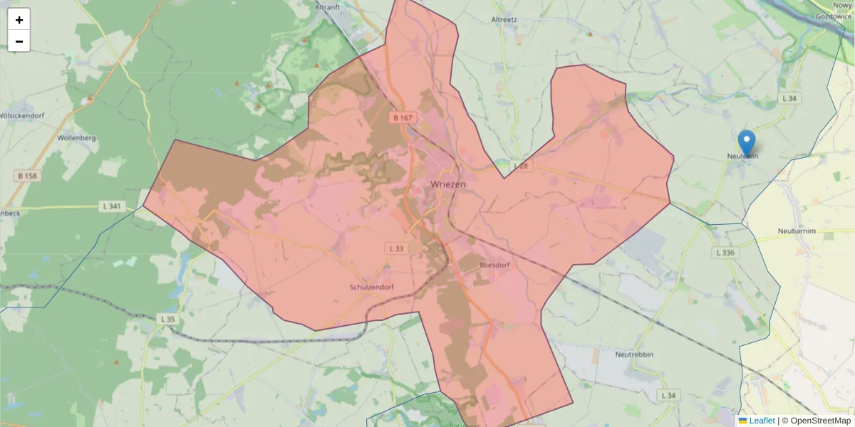 Karte des Postleitzahlen Bereichs  und der umliegenden Postleitzahlen in Deutschland