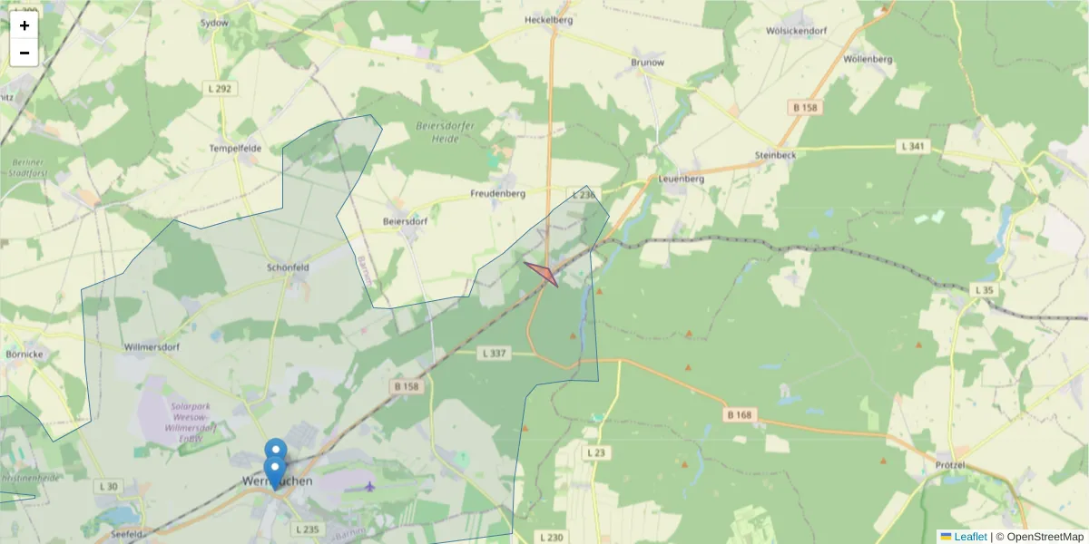 Karte des Postleitzahlen Bereichs  und der umliegenden Postleitzahlen in Deutschland