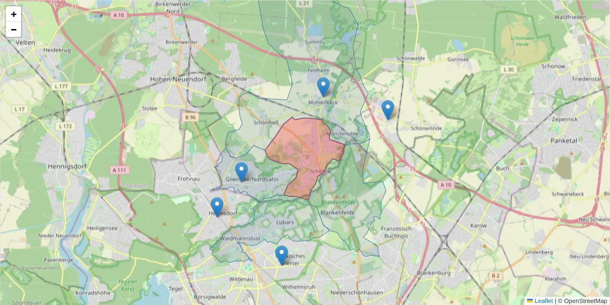 Karte des Postleitzahlen Bereichs  und der umliegenden Postleitzahlen in Deutschland