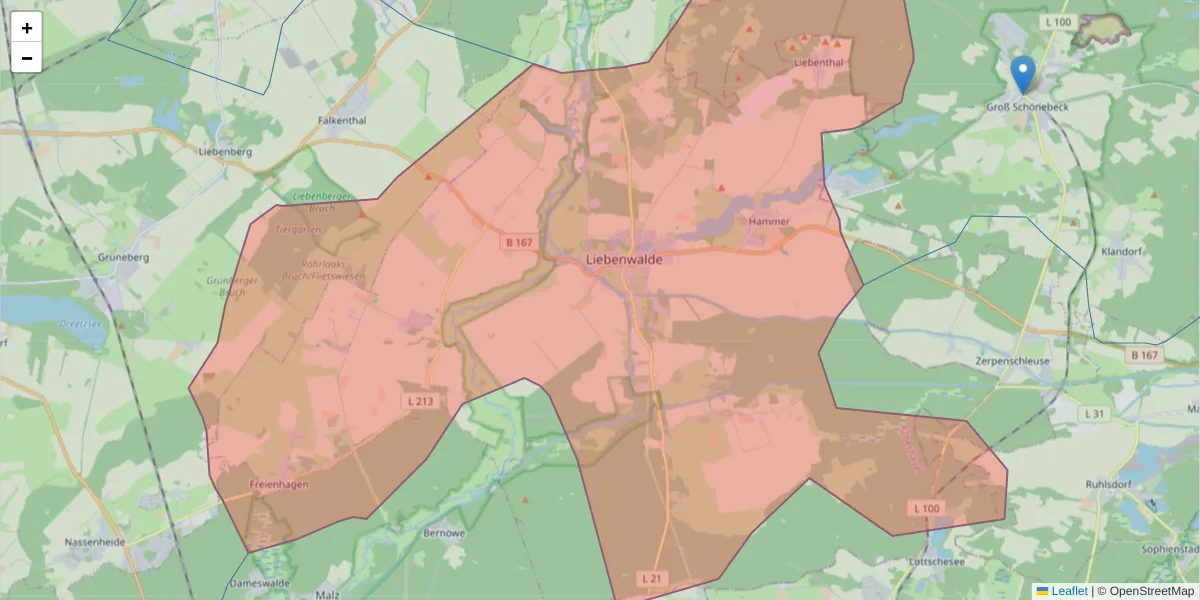 Karte des Postleitzahlen Bereichs  und der umliegenden Postleitzahlen in Deutschland