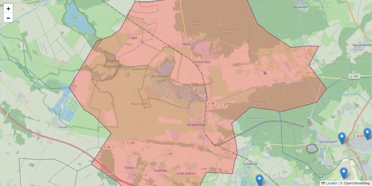 Karte des Postleitzahlen Bereichs  und der umliegenden Postleitzahlen in Deutschland