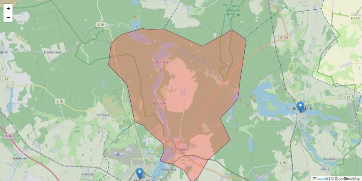 Karte des Postleitzahlen Bereichs  und der umliegenden Postleitzahlen in Deutschland