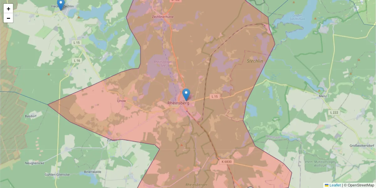 Karte des Postleitzahlen Bereichs  und der umliegenden Postleitzahlen in Deutschland