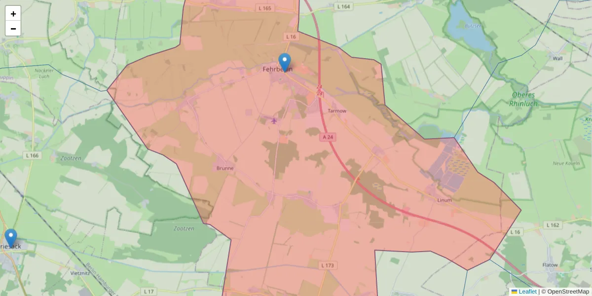 Karte des Postleitzahlen Bereichs  und der umliegenden Postleitzahlen in Deutschland