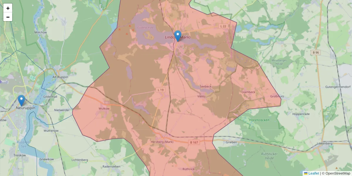 Karte des Postleitzahlen Bereichs  und der umliegenden Postleitzahlen in Deutschland