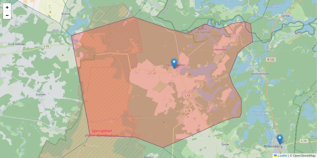 Karte des Postleitzahlen Bereichs  und der umliegenden Postleitzahlen in Deutschland