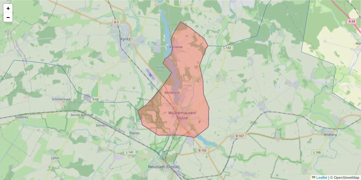 Karte des Postleitzahlen Bereichs  und der umliegenden Postleitzahlen in Deutschland