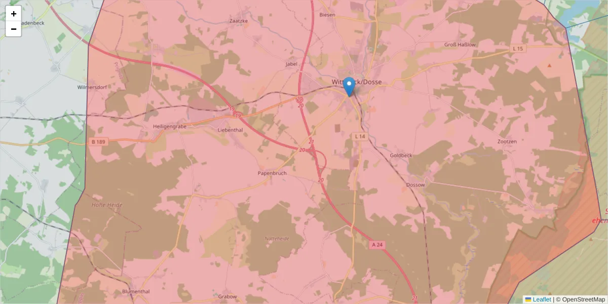 Karte des Postleitzahlen Bereichs  und der umliegenden Postleitzahlen in Deutschland