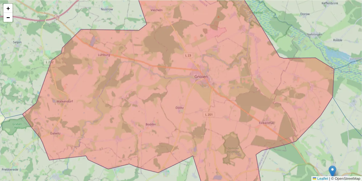 Karte des Postleitzahlen Bereichs  und der umliegenden Postleitzahlen in Deutschland
