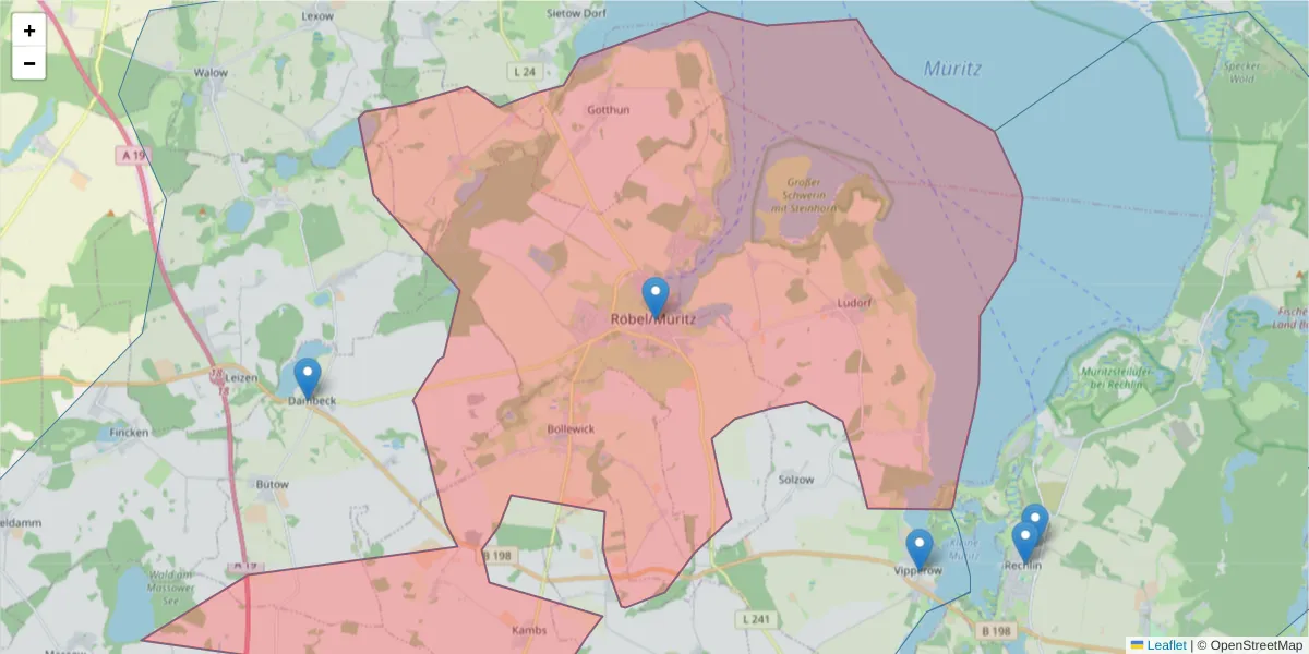 Karte des Postleitzahlen Bereichs  und der umliegenden Postleitzahlen in Deutschland