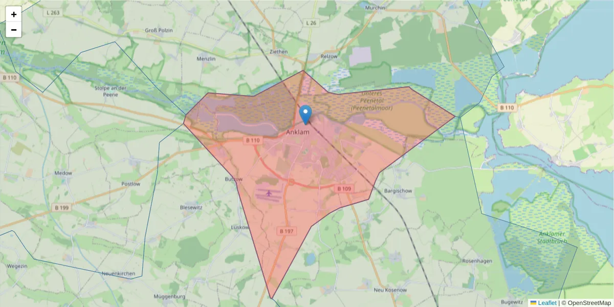 Karte des Postleitzahlen Bereichs  und der umliegenden Postleitzahlen in Deutschland
