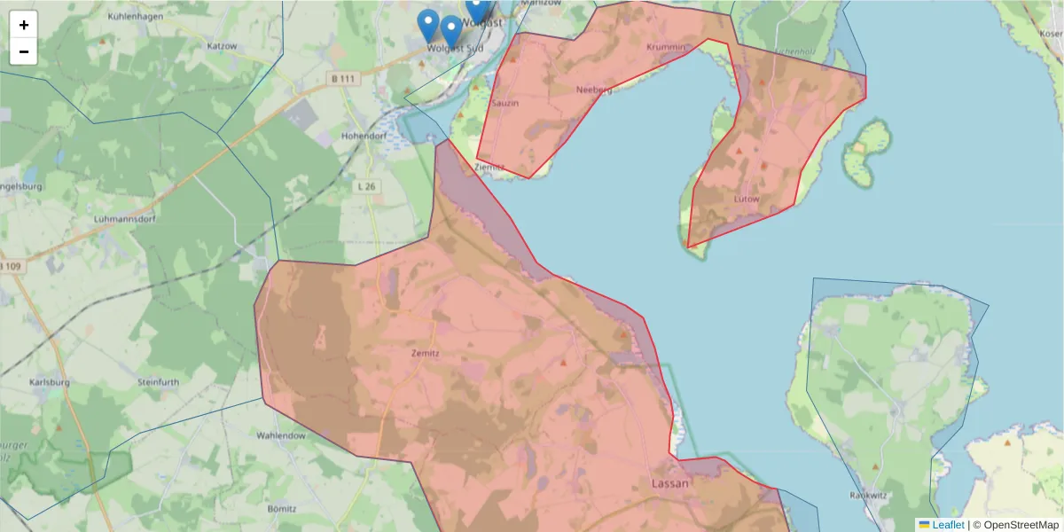 Karte des Postleitzahlen Bereichs  und der umliegenden Postleitzahlen in Deutschland
