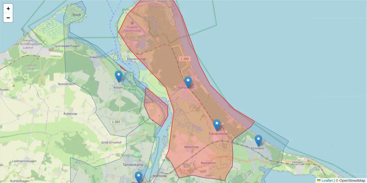 Karte des Postleitzahlen Bereichs  und der umliegenden Postleitzahlen in Deutschland