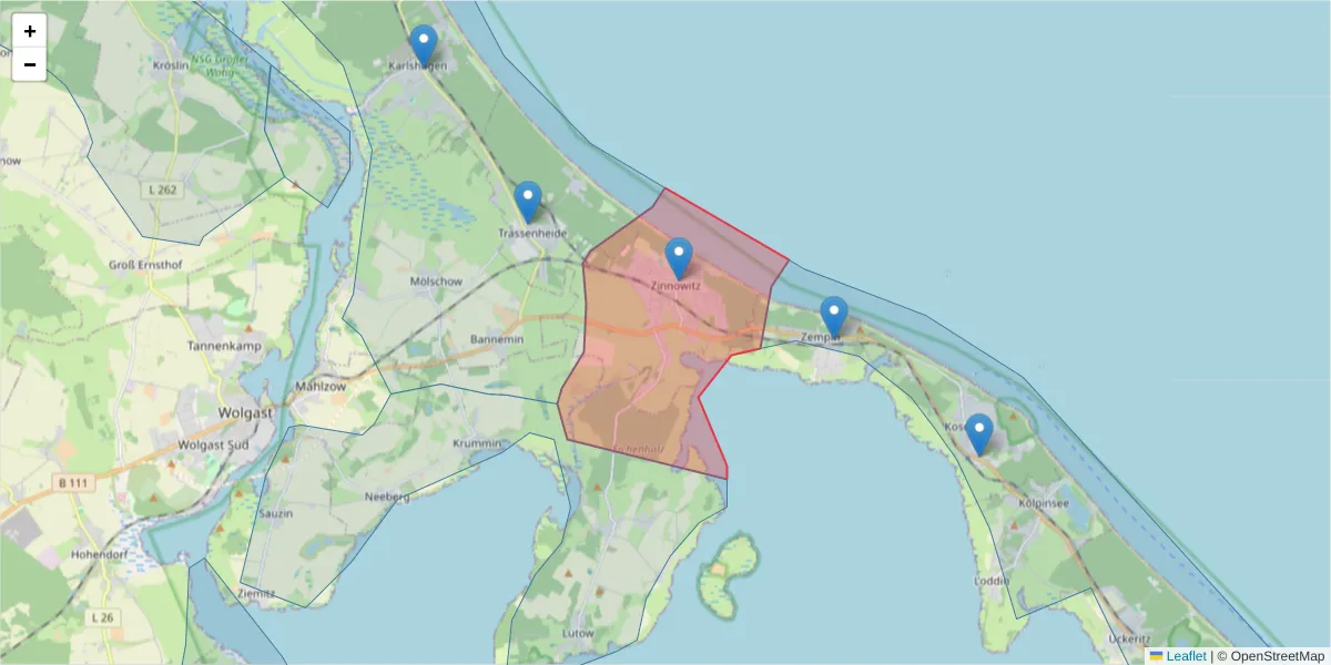 Karte des Postleitzahlen Bereichs  und der umliegenden Postleitzahlen in Deutschland
