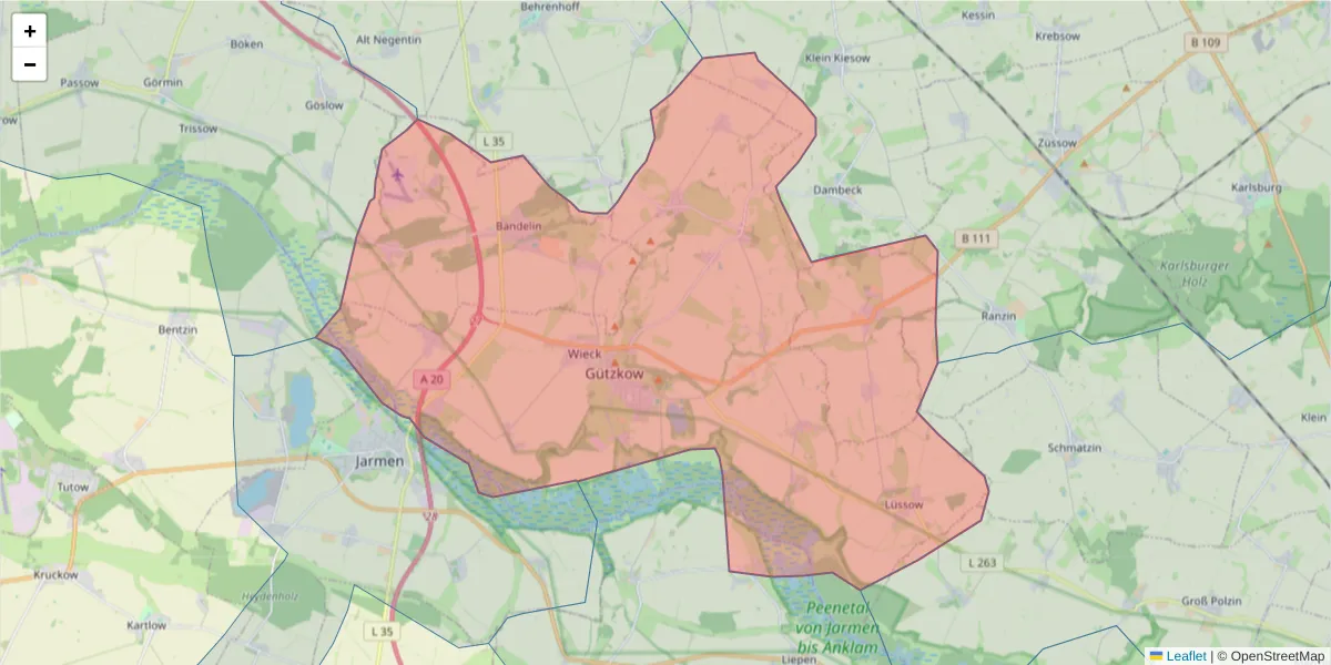Karte des Postleitzahlen Bereichs  und der umliegenden Postleitzahlen in Deutschland