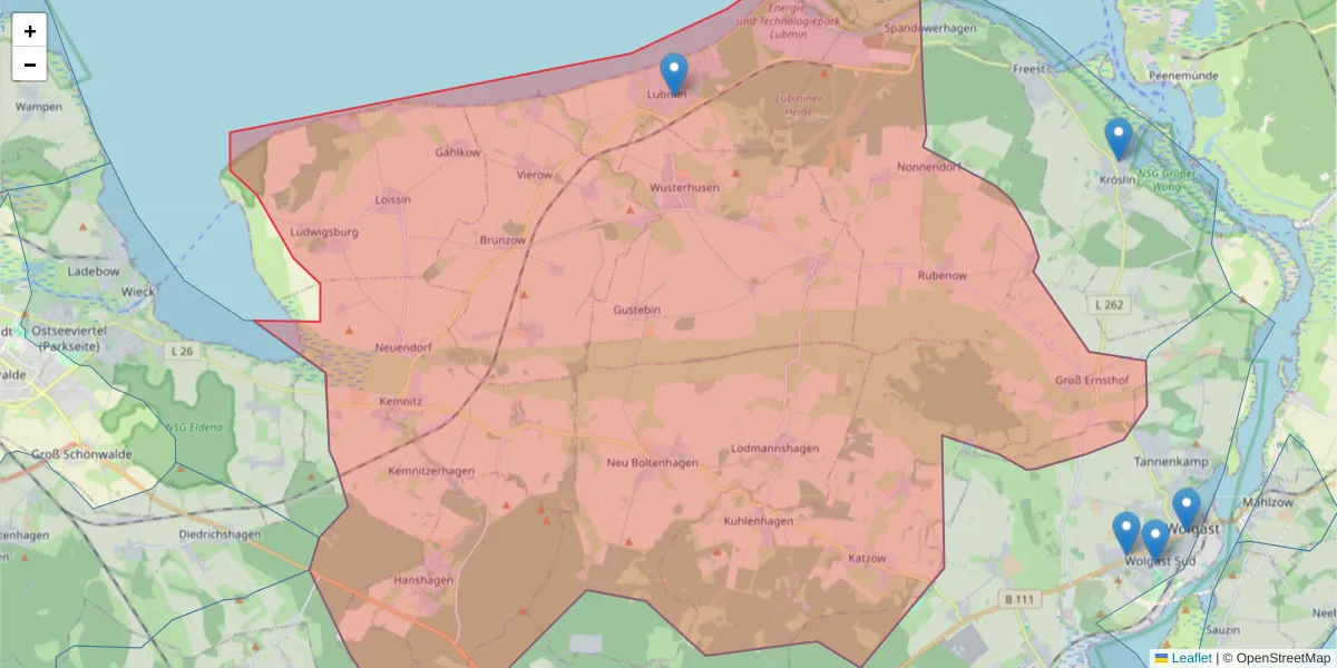 Karte des Postleitzahlen Bereichs  und der umliegenden Postleitzahlen in Deutschland