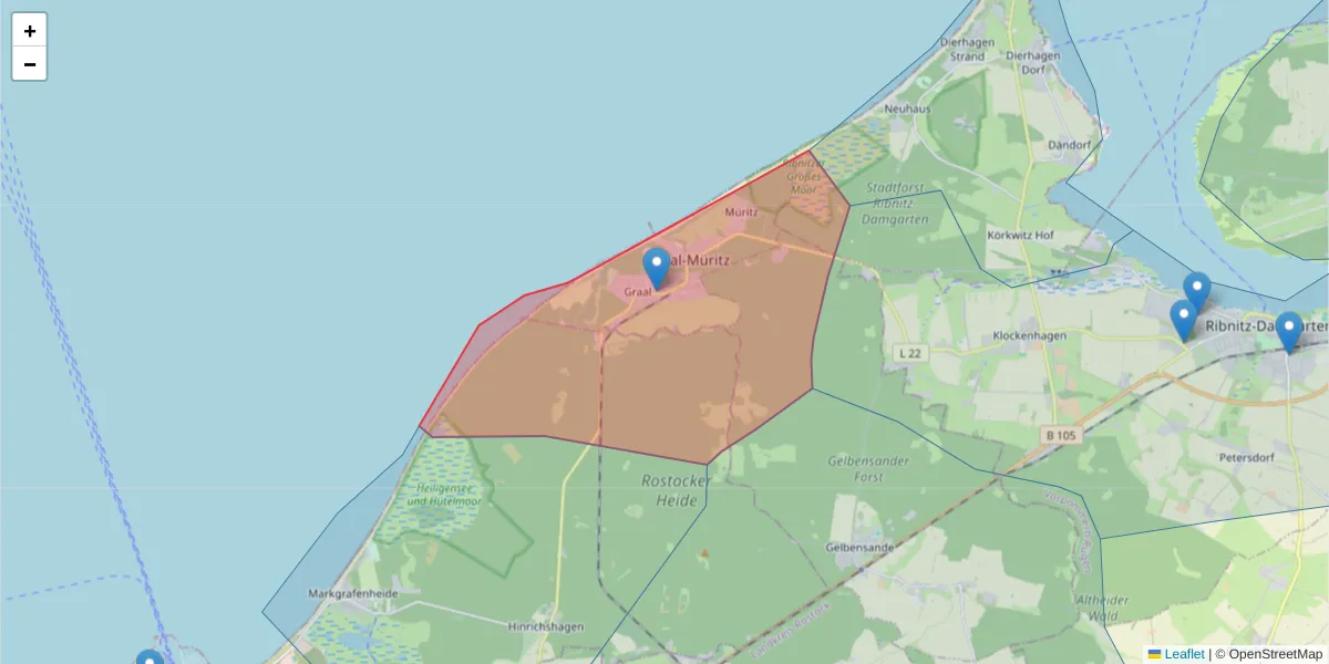 Karte des Postleitzahlen Bereichs  und der umliegenden Postleitzahlen in Deutschland
