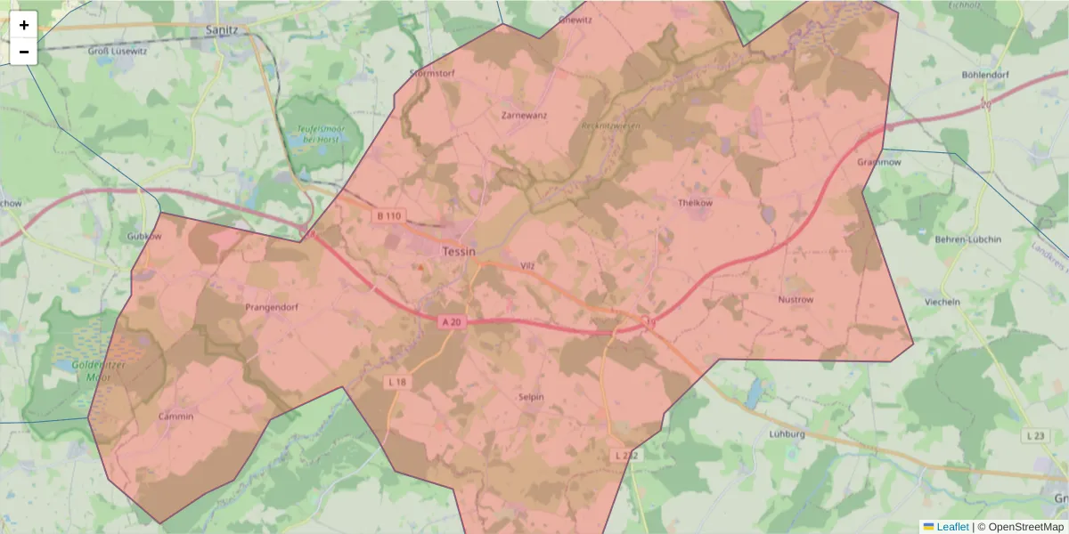 Karte des Postleitzahlen Bereichs  und der umliegenden Postleitzahlen in Deutschland