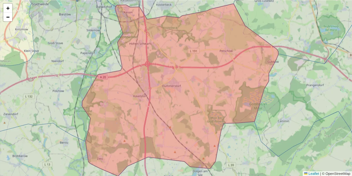 Karte des Postleitzahlen Bereichs  und der umliegenden Postleitzahlen in Deutschland