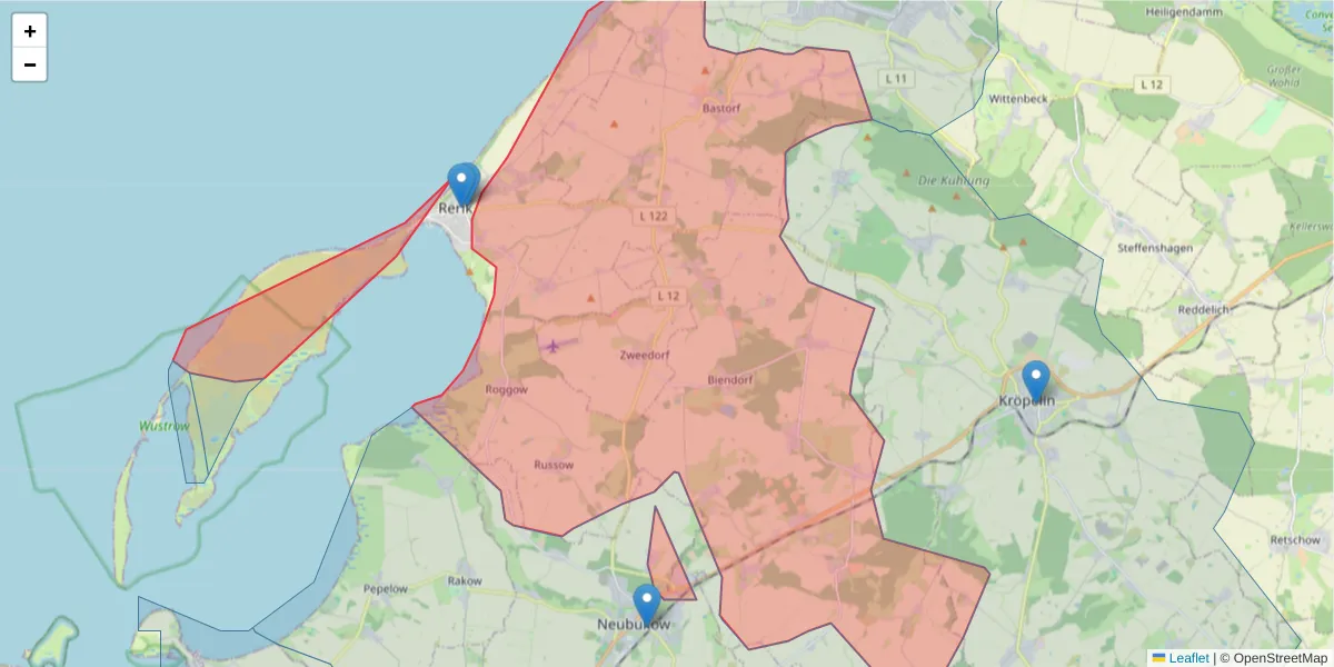 Karte des Postleitzahlen Bereichs  und der umliegenden Postleitzahlen in Deutschland