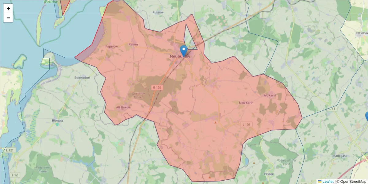 Karte des Postleitzahlen Bereichs  und der umliegenden Postleitzahlen in Deutschland