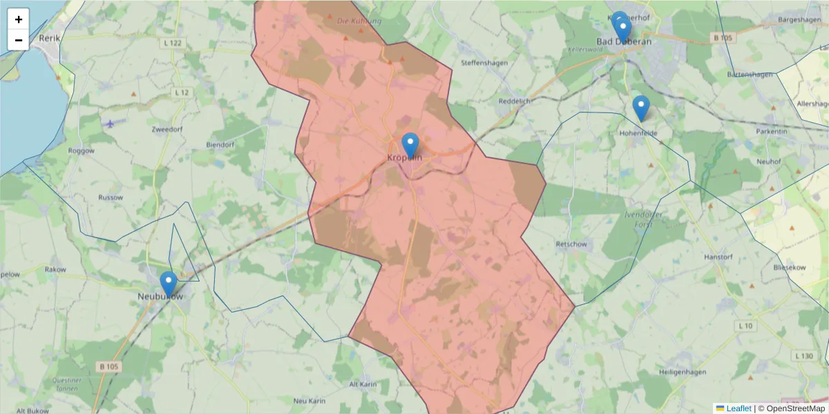 Karte des Postleitzahlen Bereichs  und der umliegenden Postleitzahlen in Deutschland