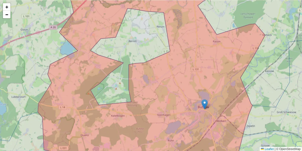 Karte des Postleitzahlen Bereichs  und der umliegenden Postleitzahlen in Deutschland