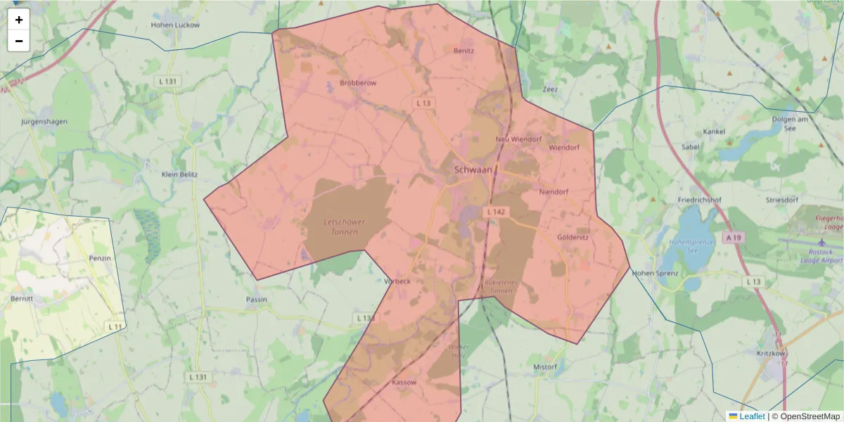 Karte des Postleitzahlen Bereichs  und der umliegenden Postleitzahlen in Deutschland