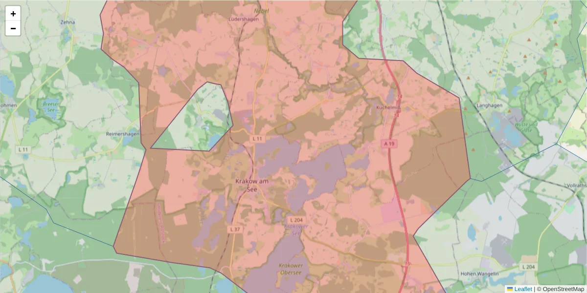 Karte des Postleitzahlen Bereichs  und der umliegenden Postleitzahlen in Deutschland