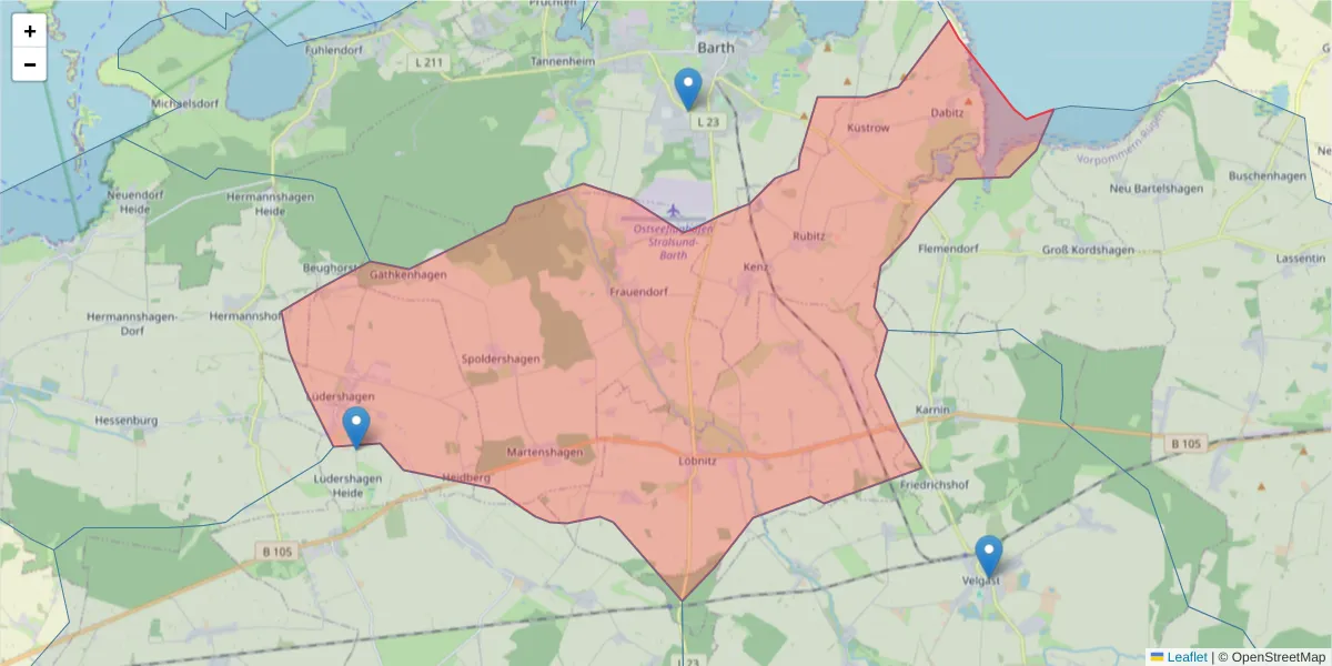 Karte des Postleitzahlen Bereichs  und der umliegenden Postleitzahlen in Deutschland