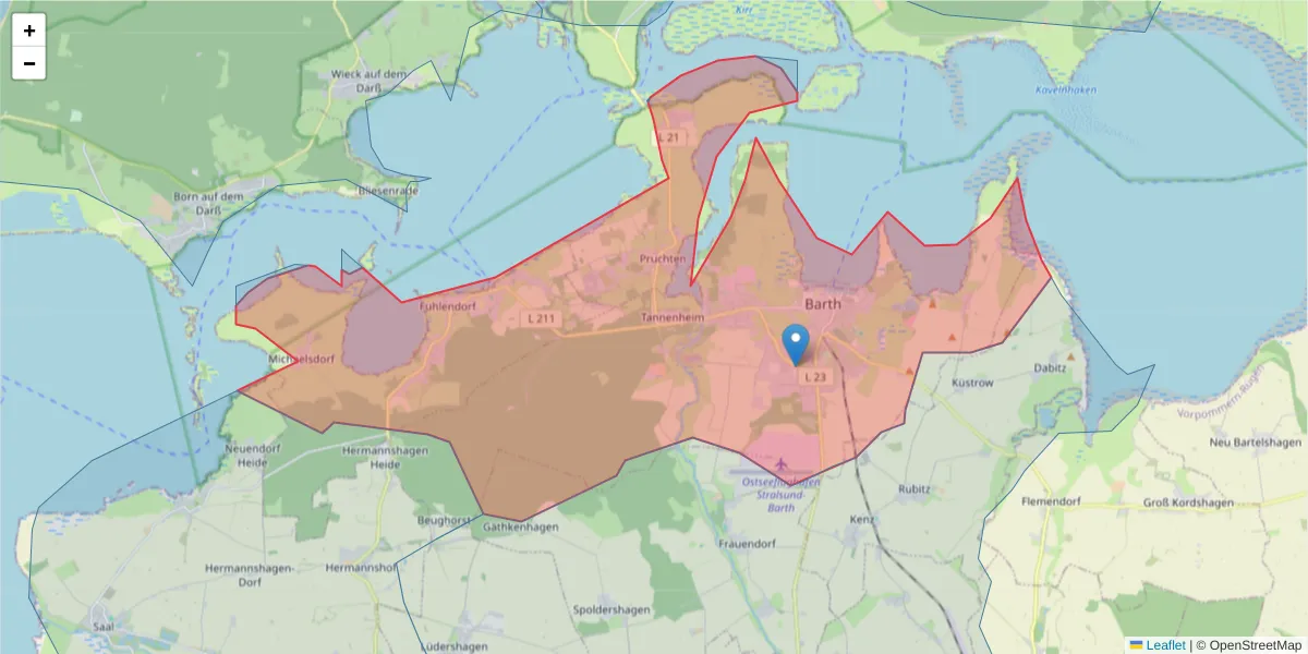 Karte des Postleitzahlen Bereichs  und der umliegenden Postleitzahlen in Deutschland