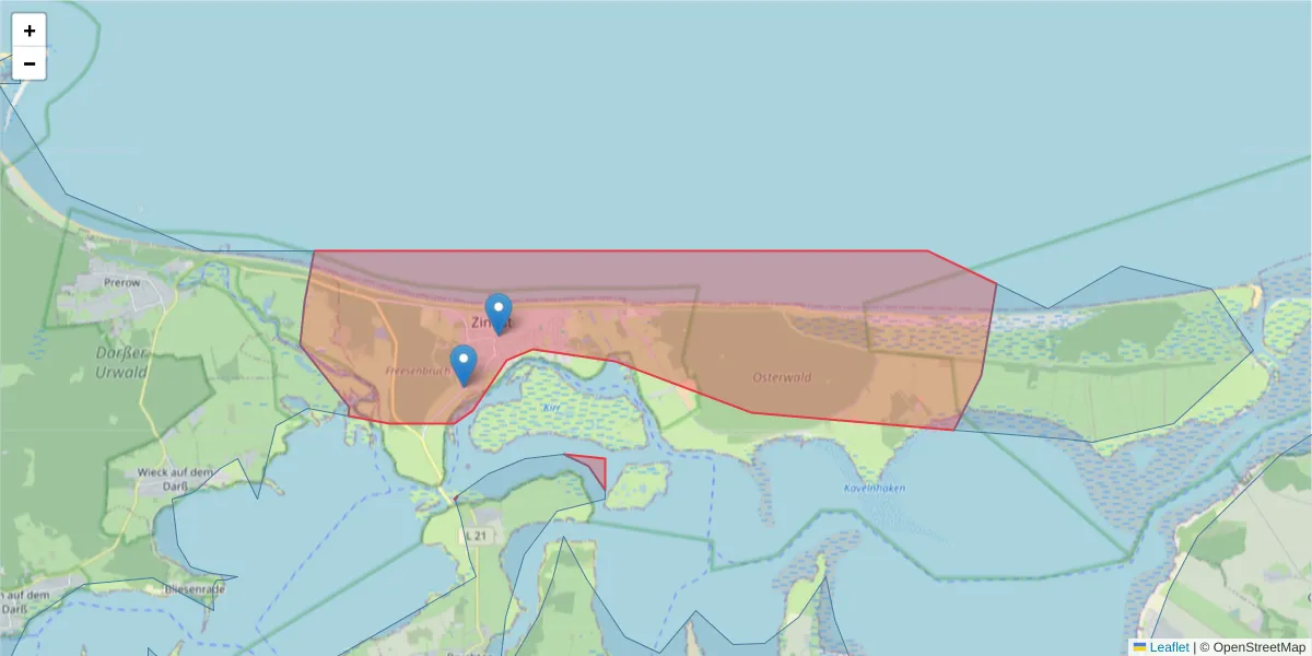 Karte des Postleitzahlen Bereichs  und der umliegenden Postleitzahlen in Deutschland