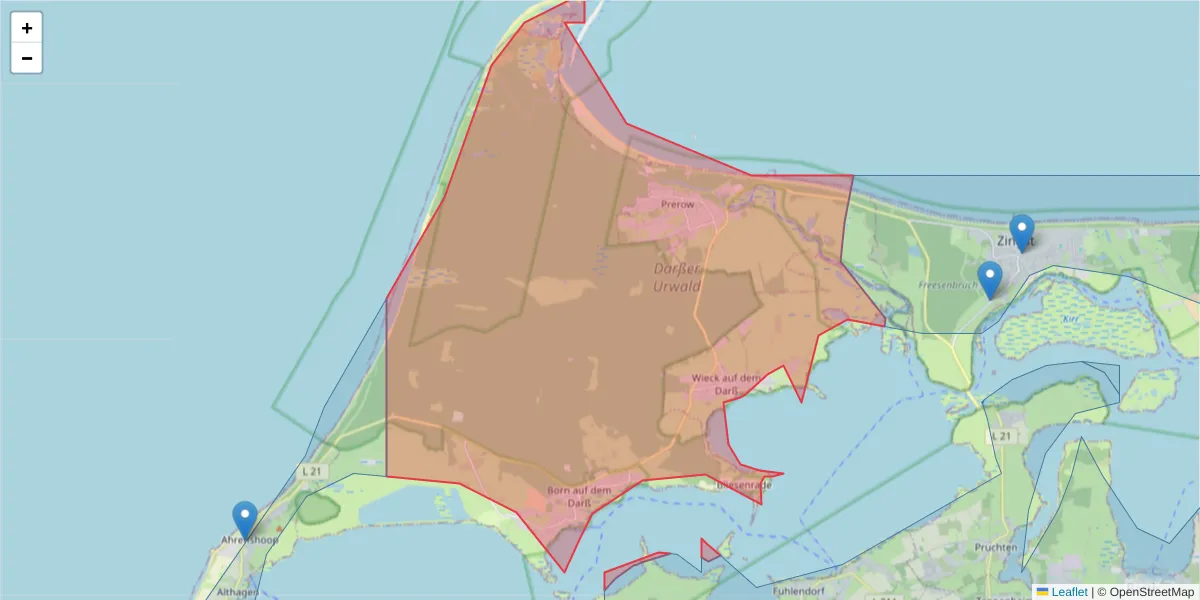 Karte des Postleitzahlen Bereichs  und der umliegenden Postleitzahlen in Deutschland
