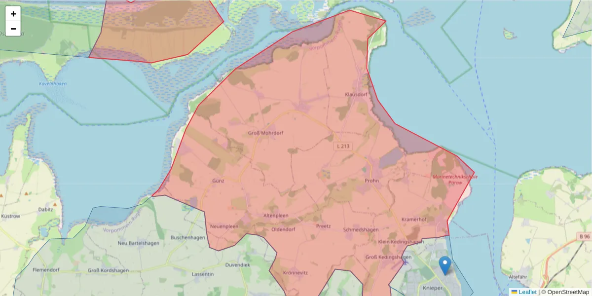 Karte des Postleitzahlen Bereichs  und der umliegenden Postleitzahlen in Deutschland