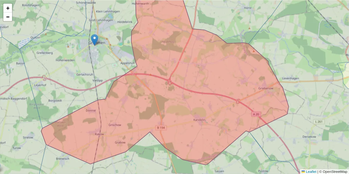 Karte des Postleitzahlen Bereichs  und der umliegenden Postleitzahlen in Deutschland