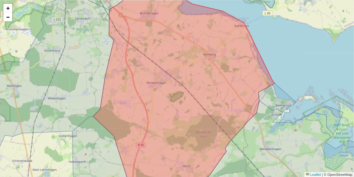 Karte des Postleitzahlen Bereichs  und der umliegenden Postleitzahlen in Deutschland