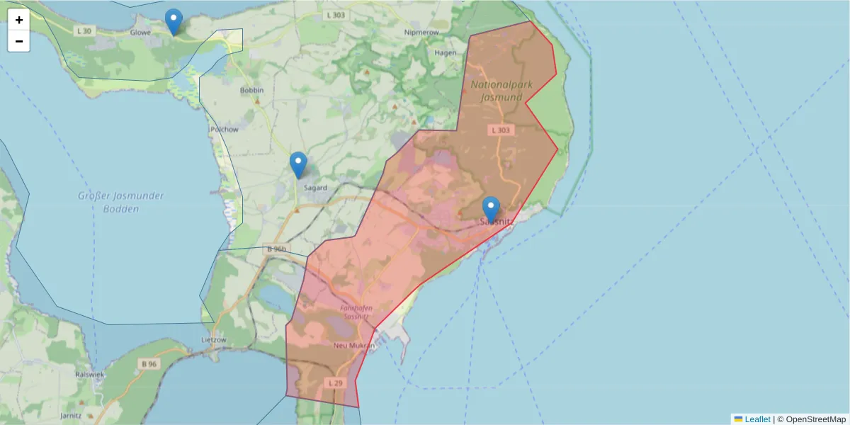 Karte des Postleitzahlen Bereichs  und der umliegenden Postleitzahlen in Deutschland