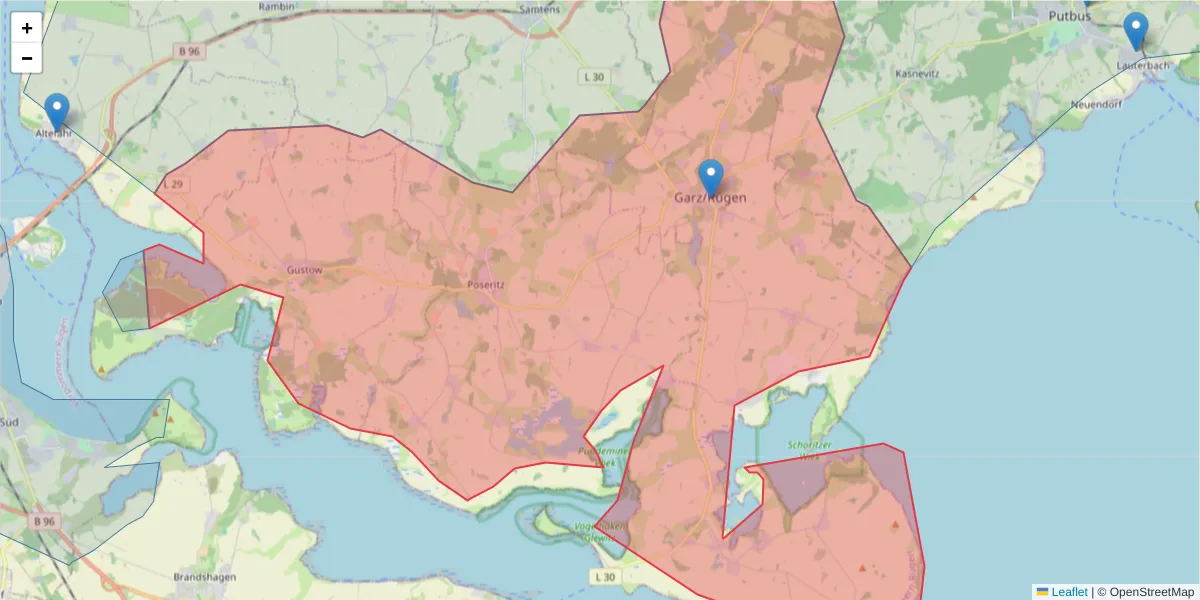 Karte des Postleitzahlen Bereichs  und der umliegenden Postleitzahlen in Deutschland