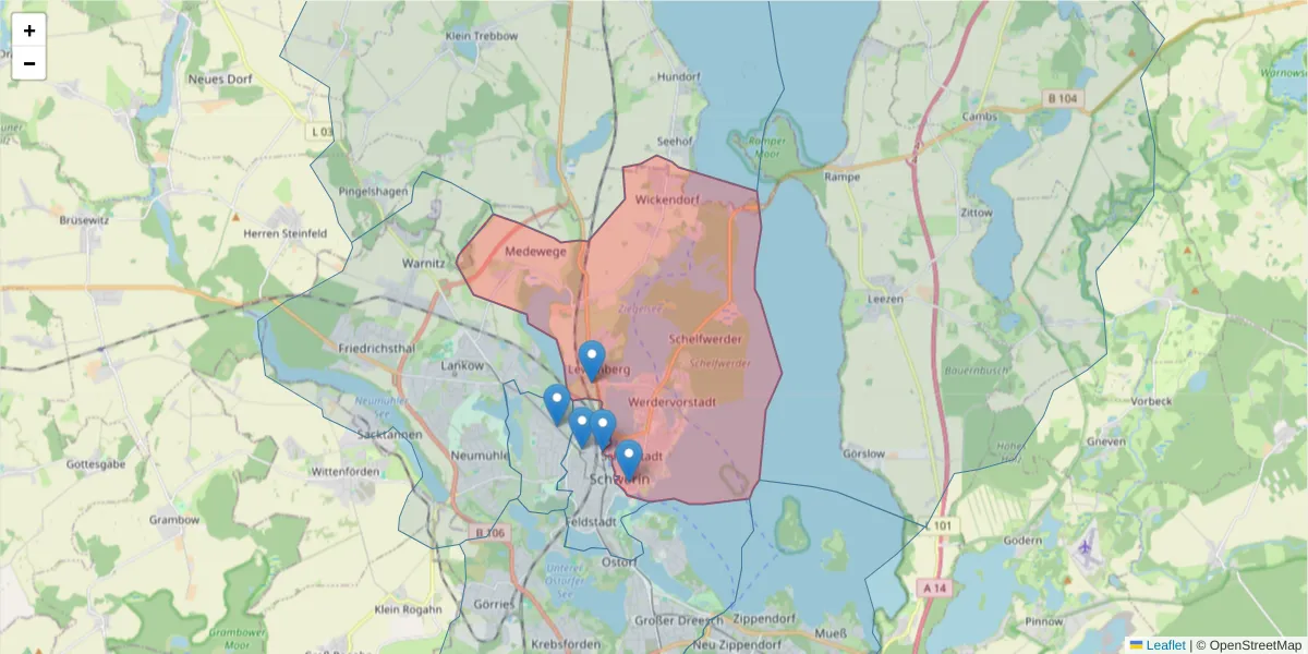 Karte des Postleitzahlen Bereichs  und der umliegenden Postleitzahlen in Deutschland