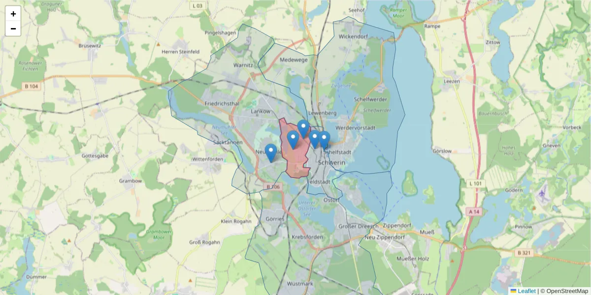 Karte des Postleitzahlen Bereichs  und der umliegenden Postleitzahlen in Deutschland